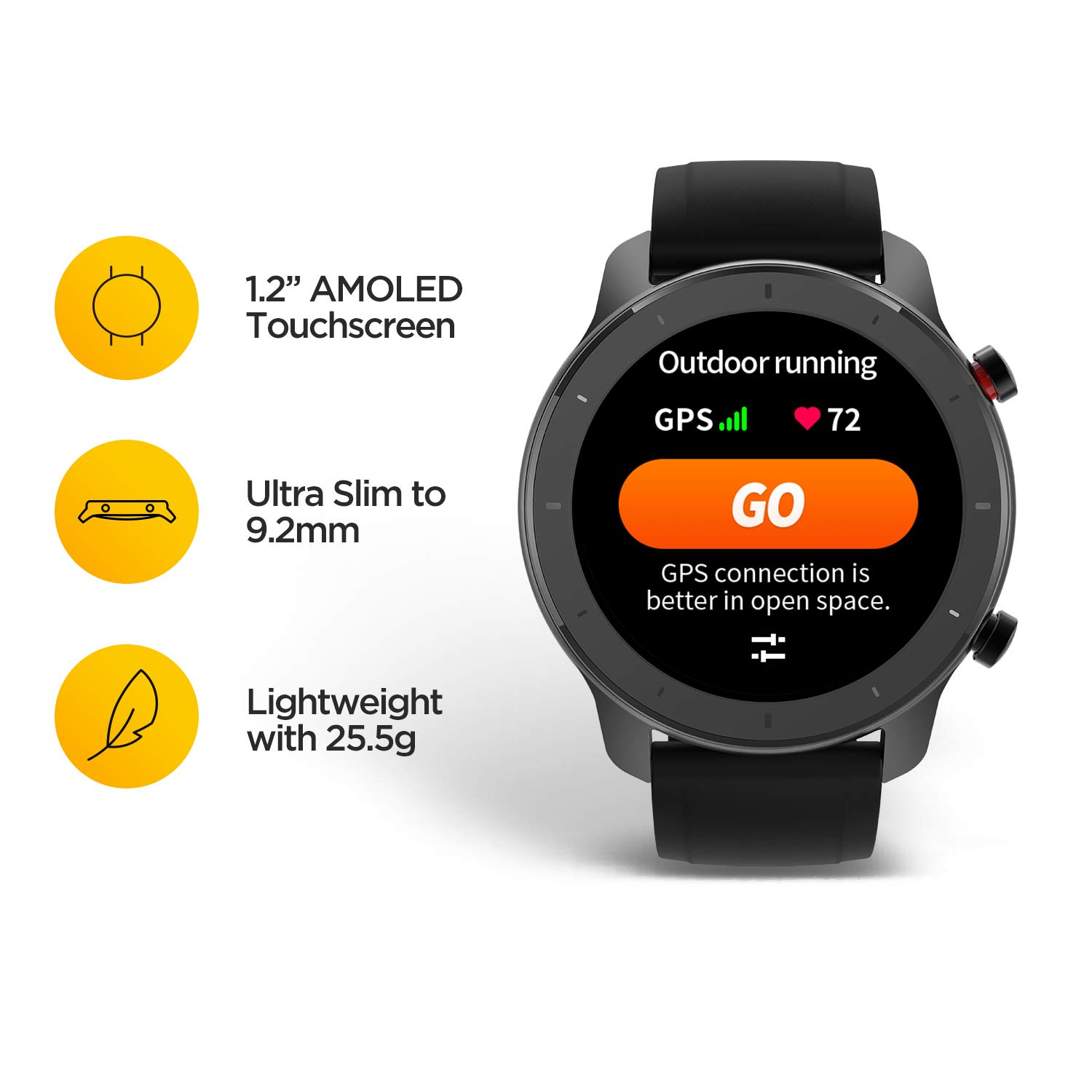 Amazfit Huami GTR (42mm) Smart Watch with AMOLED Display, Built-in GPS, - 1