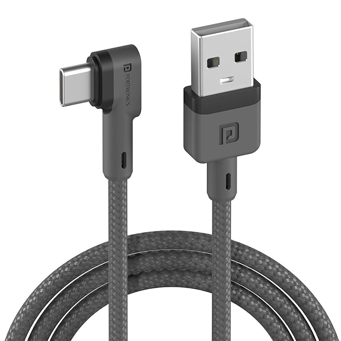 Portronics Konnect L Fast Charging 3A USB to Type-C Cable 2Meter with Charge & Sync Function - 0
