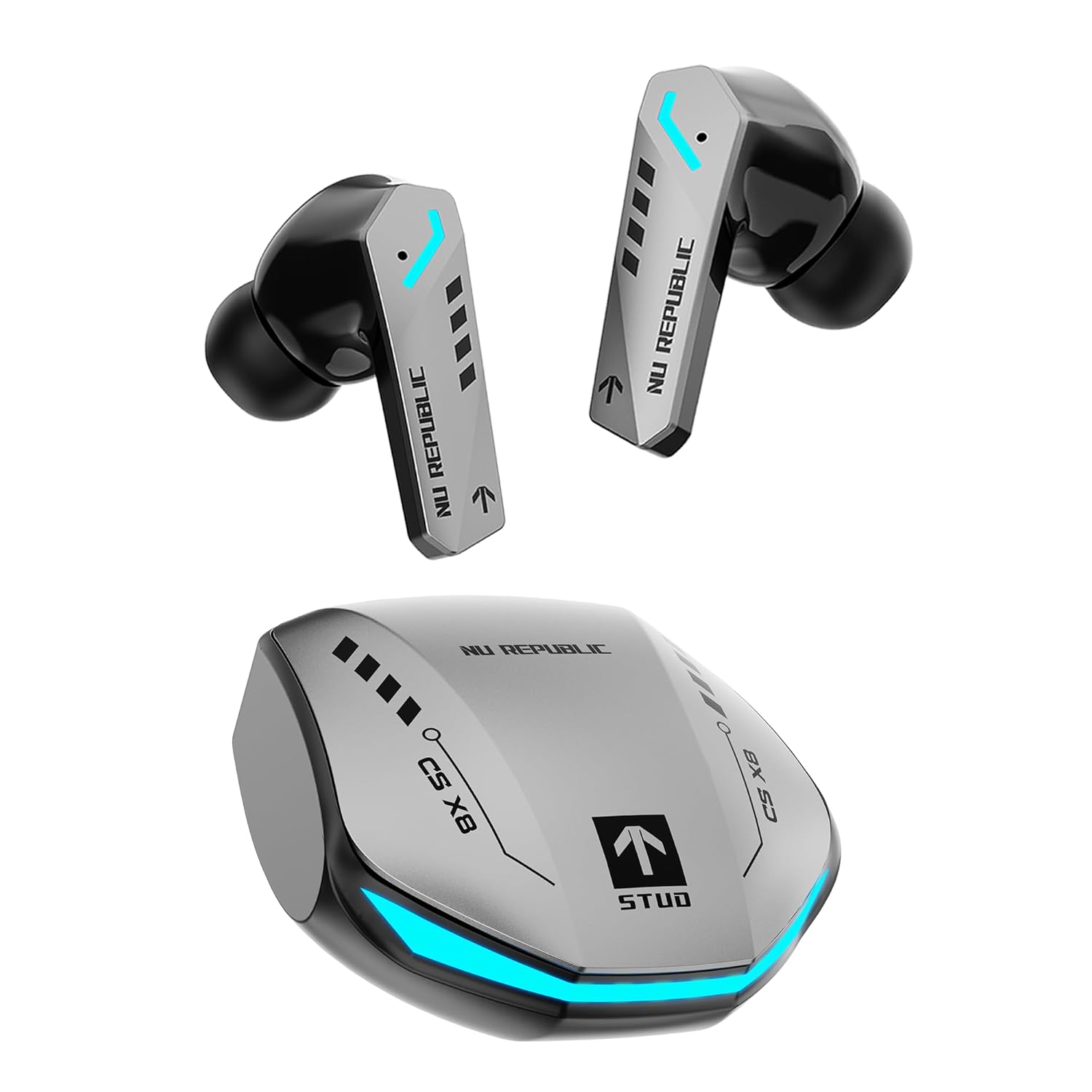 Nu Republic Cyberstud X8 TWS Wireless Earbuds - Up to 56Hrs Playtime, 40ms Ultra Low Latency, ENC Mics - 0