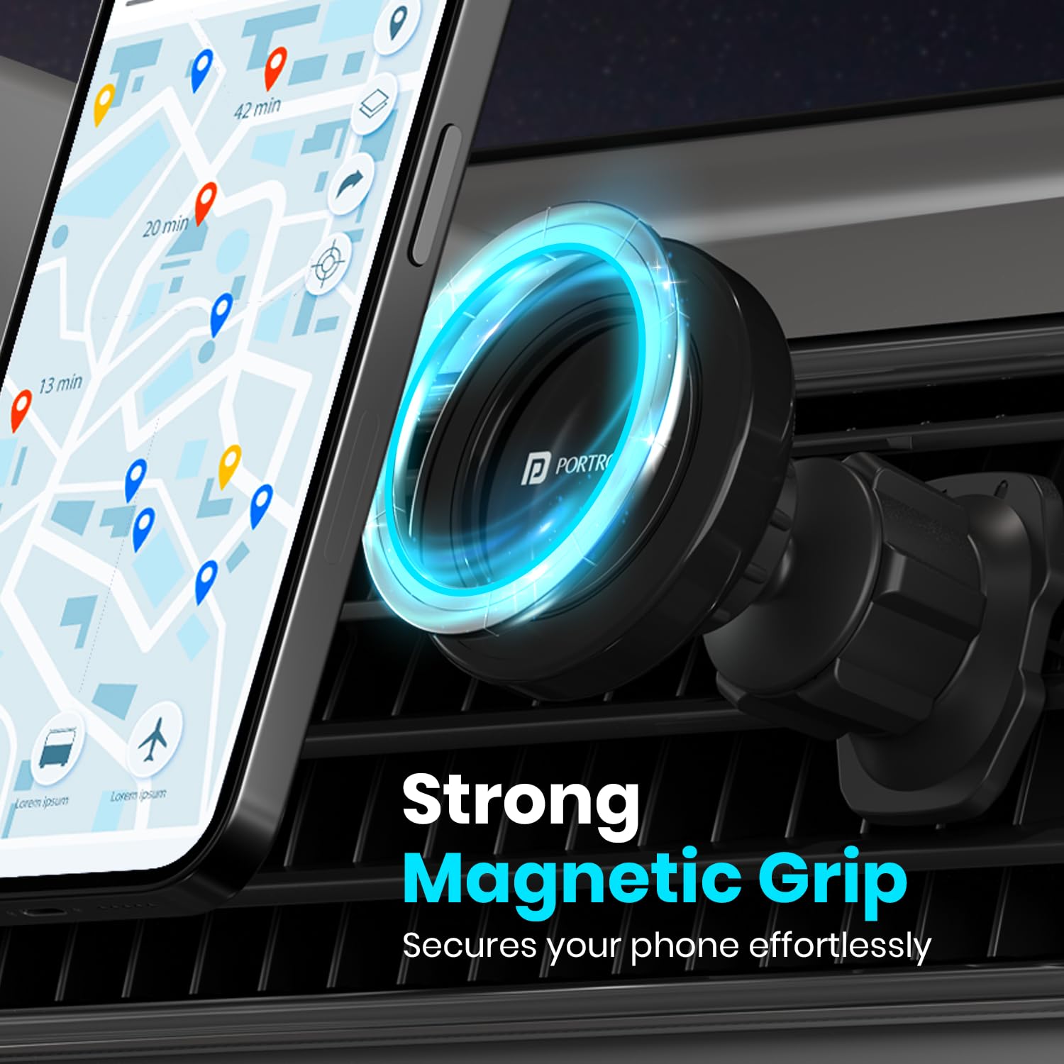 Portronics Mogun 4 Magnetic Car Phone Holder Stand with Strong Magnetic Grip - 1