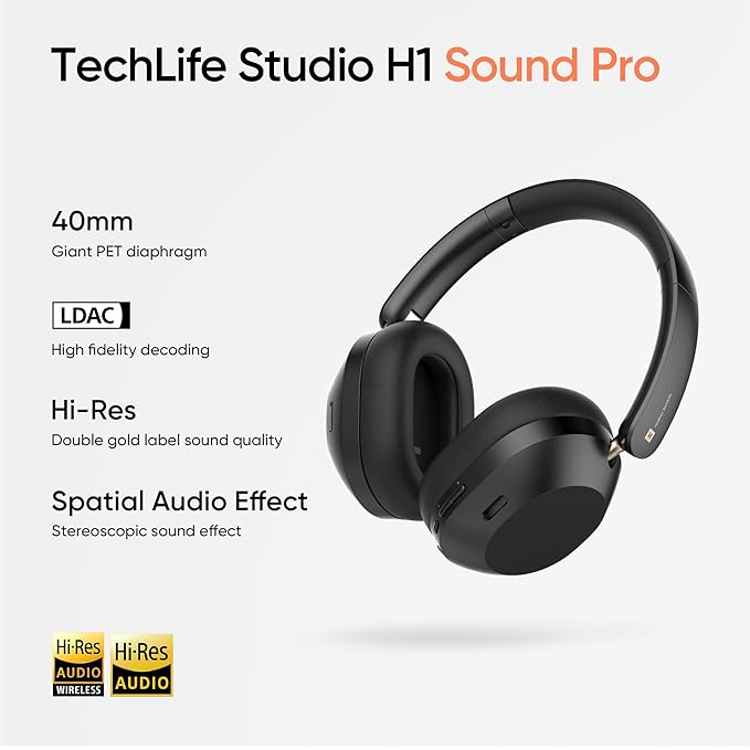 realme TechLife Studio H1 Over The Ear Over Ear Wireless Headphone with 70Hours Playtime 360° Spatial Audio, 40mm Drivers - 2