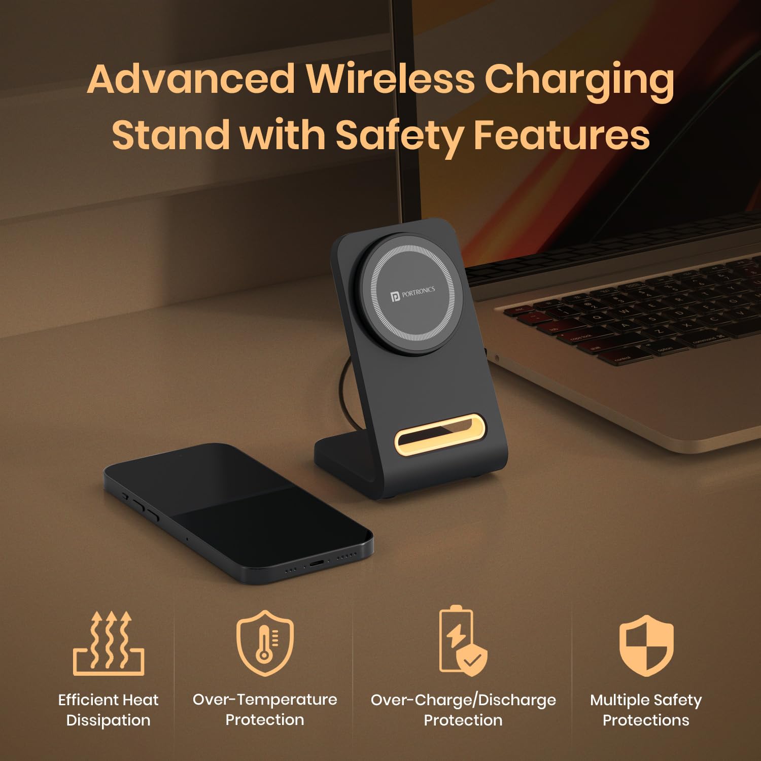 Portronics Flux 15W Qi2 Enabled Fast Charging Wireless Charger, MagSafe Compatible - 2