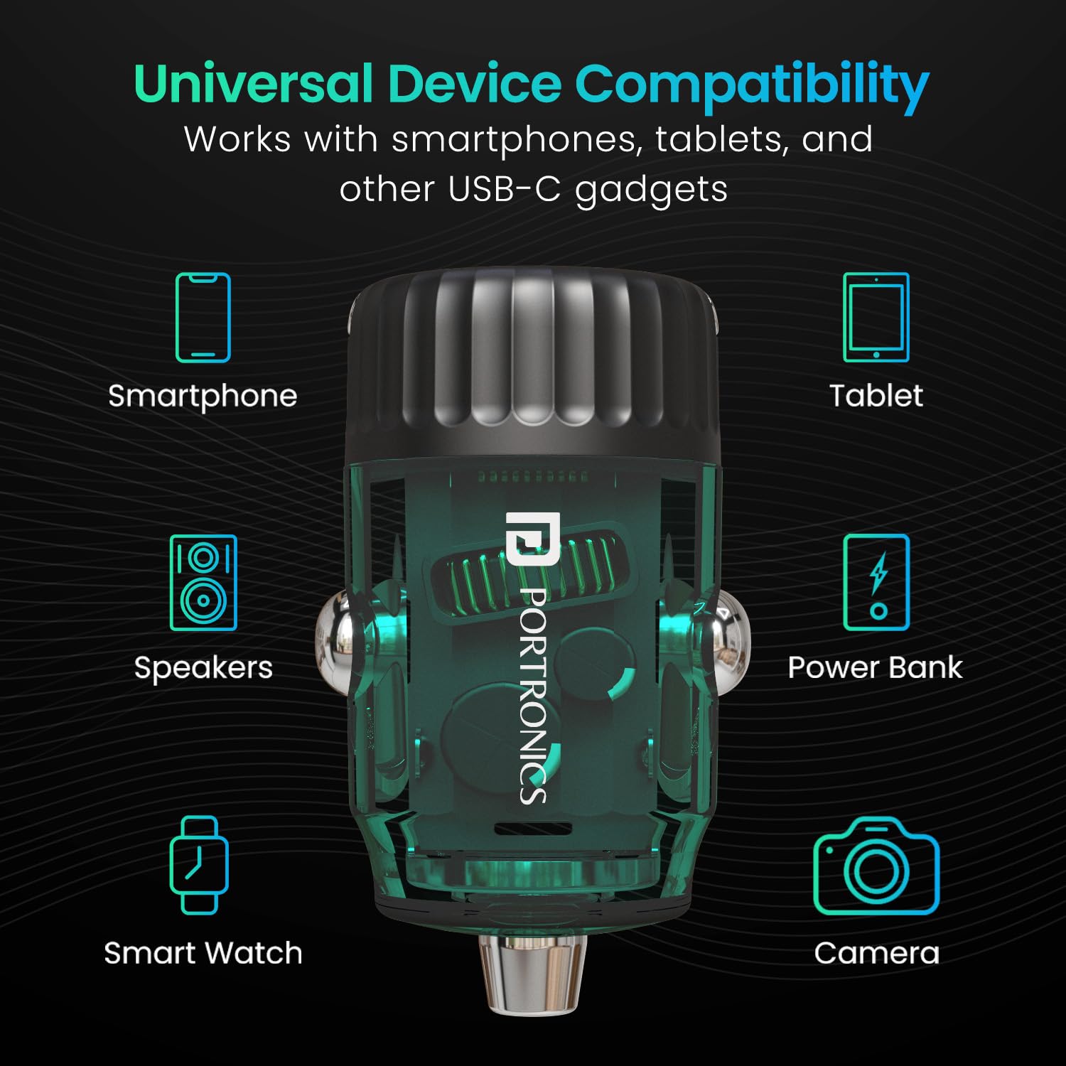 Portronics Car Power View 36W Car Charger, Dual Port (18W USB Type-A & 36W Type-C), Fast Charging - 1