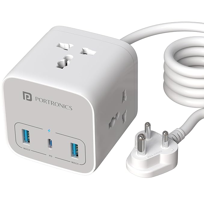 Portronics 20W Volt 20 High Speed Smart Desktop Charger with 3M Copper Cable, Type C PD Port - 0