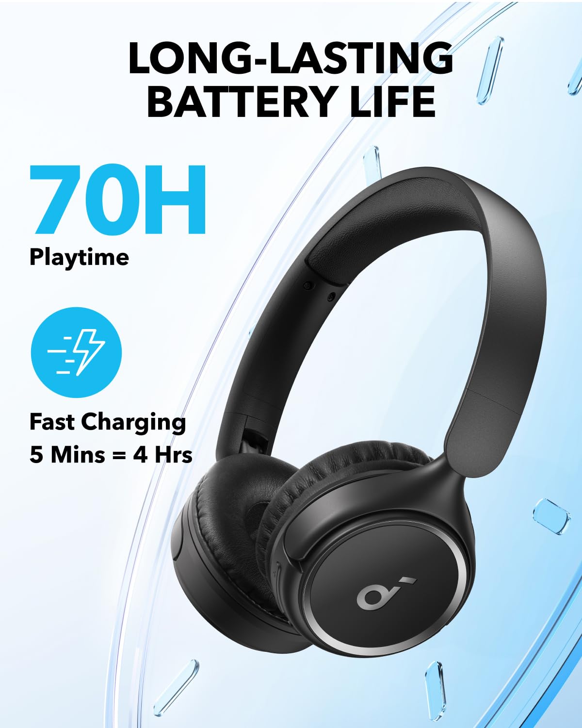 soundcore by Anker H30i Wireless On-Ear Headphones, Foldable Design, Pure Bass, 70H Playtime, Bluetooth 5.3 - 2