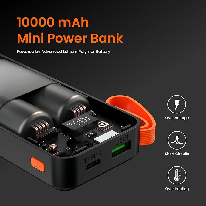 Portronics Ampbox 10K 10000 mAh Power Bank with 22.5W Fast Charging, Digital Display, Dual Output(Type C PD + USB), Type C Input, Wake Up Button - 1