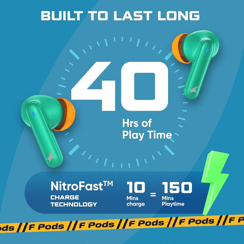 Fastrack Fpods FX101|BT5.4 TWS Earbuds, 40Hrs Playtime, Quad mic ENC for Crystal Clear - 2