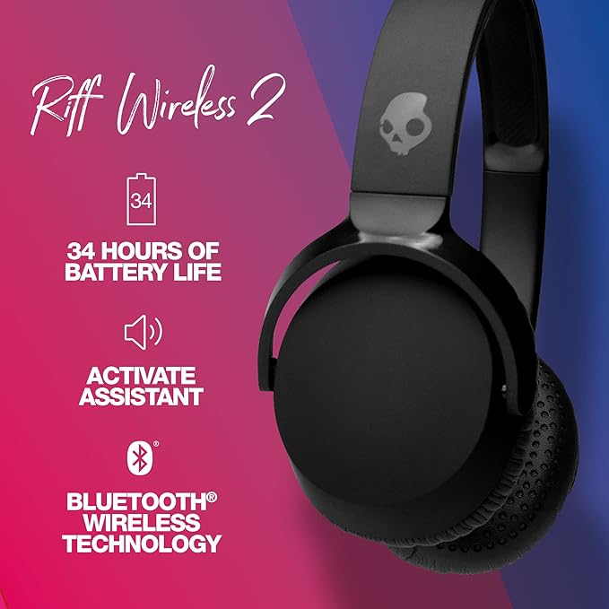 Skullcandy Riff 2 Wireless Headphones,34 Hr Battery,Microphone Works with iPhone Android Bluetooth - 3
