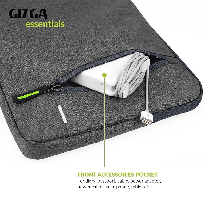 Gizga Essentials Laptop Bag Sleeve Case Cover Pouch for 14.1 Inch Laptop for Men & Women, Padded Laptop Compartment, Free Accessories Pouch, Premium Z - 0
