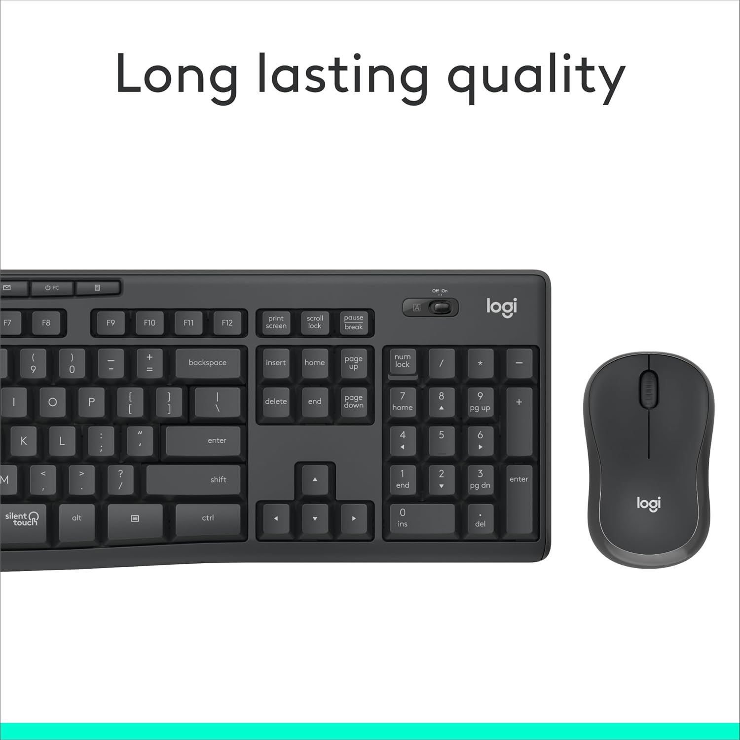 Logitech MK295 Wireless USB Keyboard and Mouse Set, SilentTouch Technology, Full Number Keyboard, Shortcut Buttons, Nano USB Receiver, 90% Less Noise - Black - 1