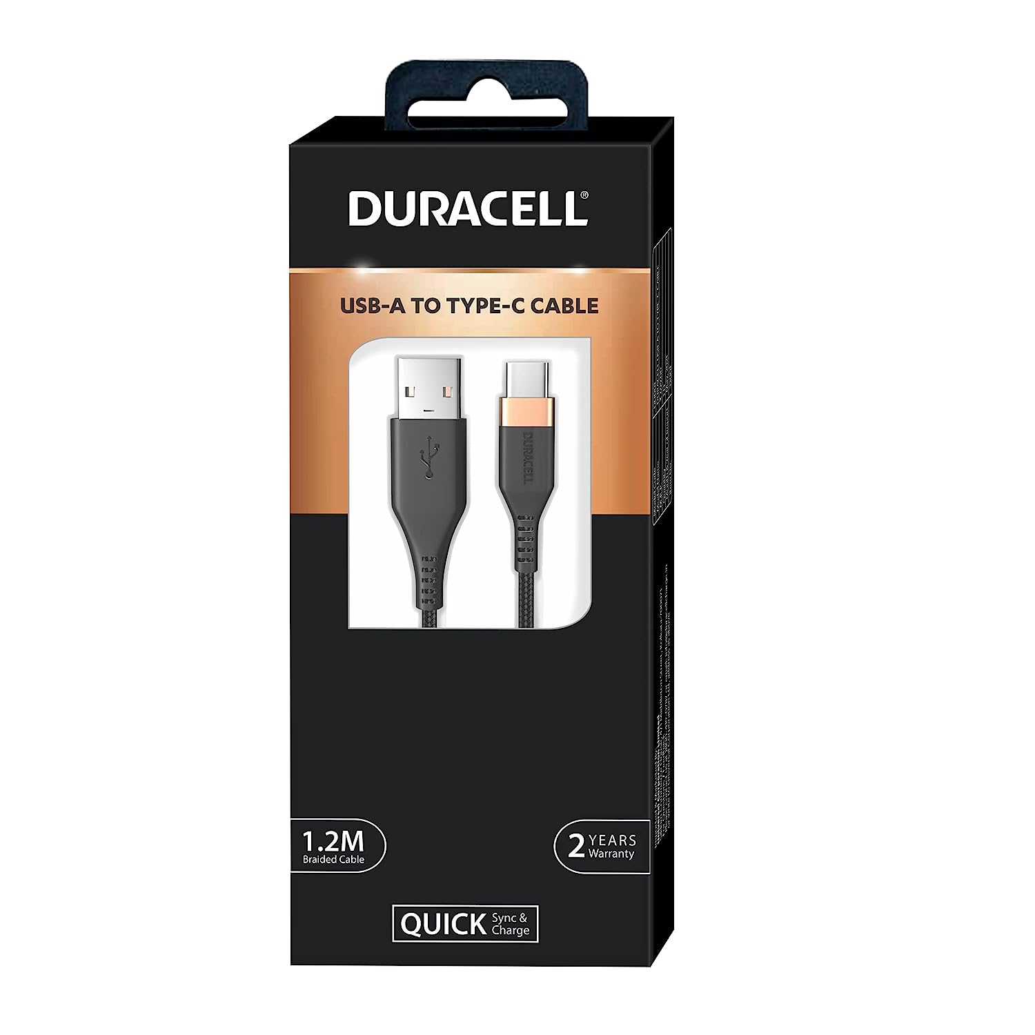 Duracell USB Type C, 3A Braided Sync & Fast Charging Cable, 3.9 Ft (1.2M), QC 2.0/3.0 Ultra Fast Charging, Compatible with Samsung, One Plus & all C t Total - 1