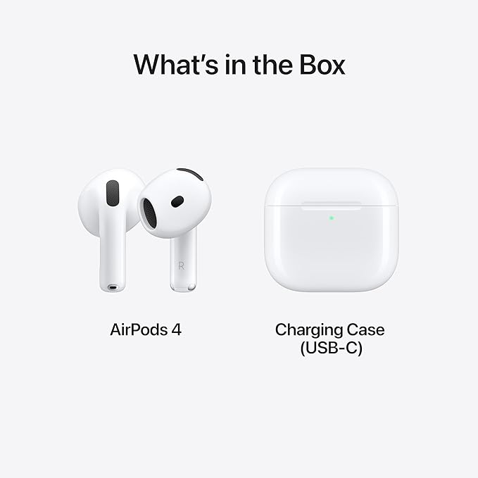 Apple AirPods 4 Wireless Earbuds, Bluetooth Headphones, Personalised Spatial Audio, Sweat and Water Resistant, USB-C Charging Case, H2 Chip - 3