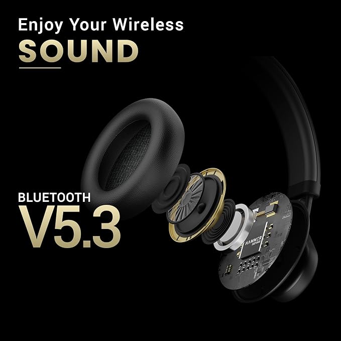 HAMMER Bash Max Over The Ear Wireless Bluetooth Headphones with Mic, Touch Control, Deep Bass, Upto 18 Hours Playtime, Bluetooth 5.3 - 3