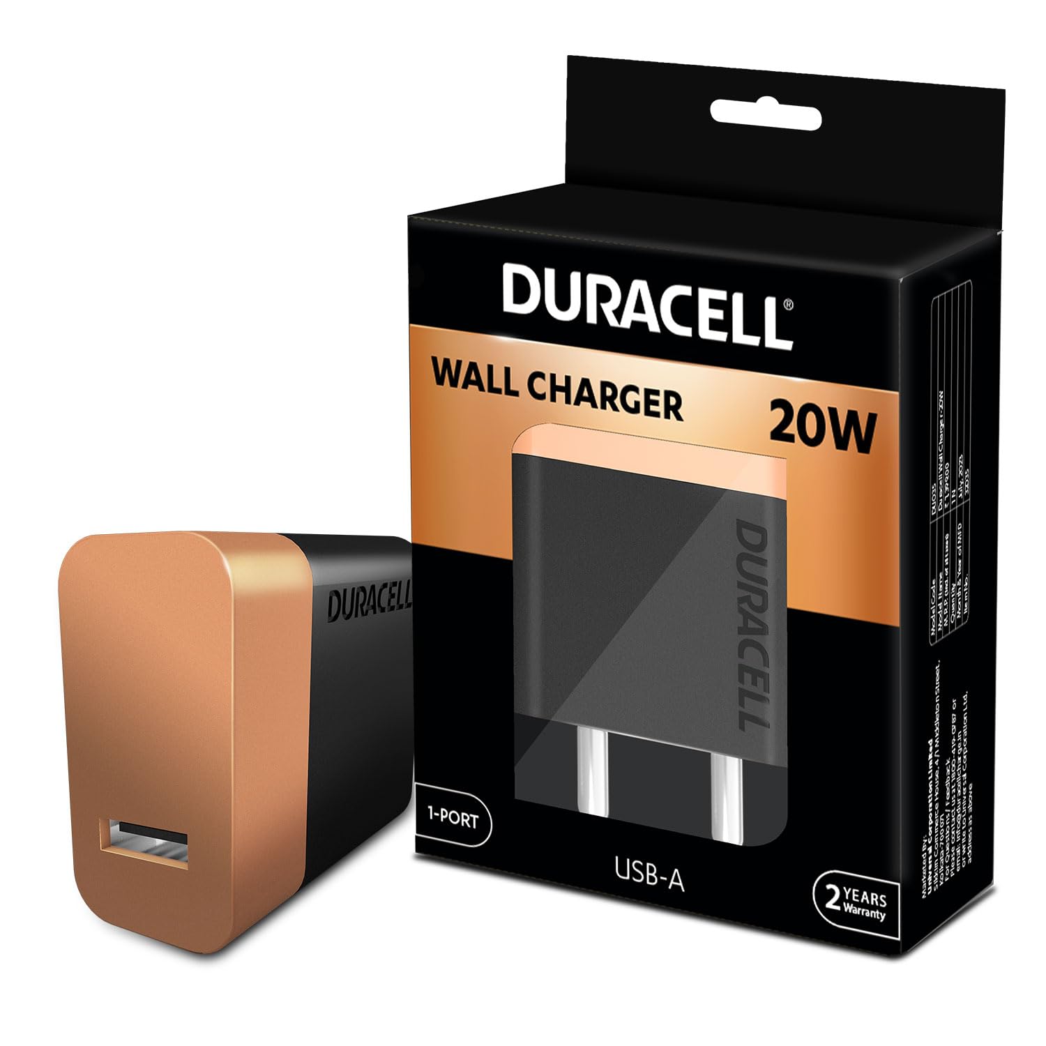Duracell 20 Watts Fast Wall Charger Adapter, 1 USB A, Fast Mobile Charger Compatible with iPhone, iPad, Samsung, Note, Redmi, Mi, Oneplus, Oppo, Pixel - 0