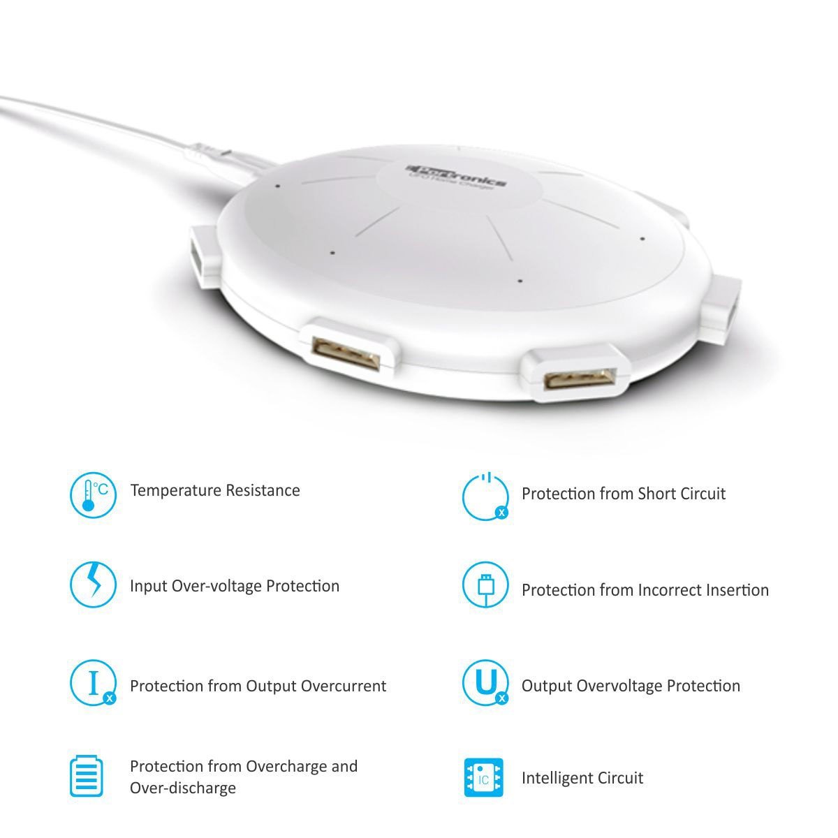 Portronics POR 343 UFO USB Home Charger 6 Ports 8A Charging Station for Smartphones and Tablets - White Total - 1