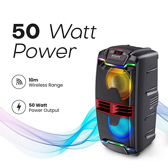 Lumiford GoFash TS001 50 watts Trolley Karaoke Bluetooth Party Speaker with Remote, Built-in Amplifier & Wireless Mic (Black) - 2