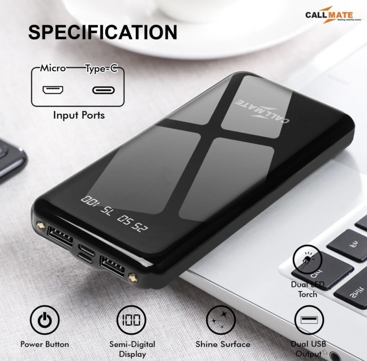Callmate 10000 mAh 15 W Power Bank - 2