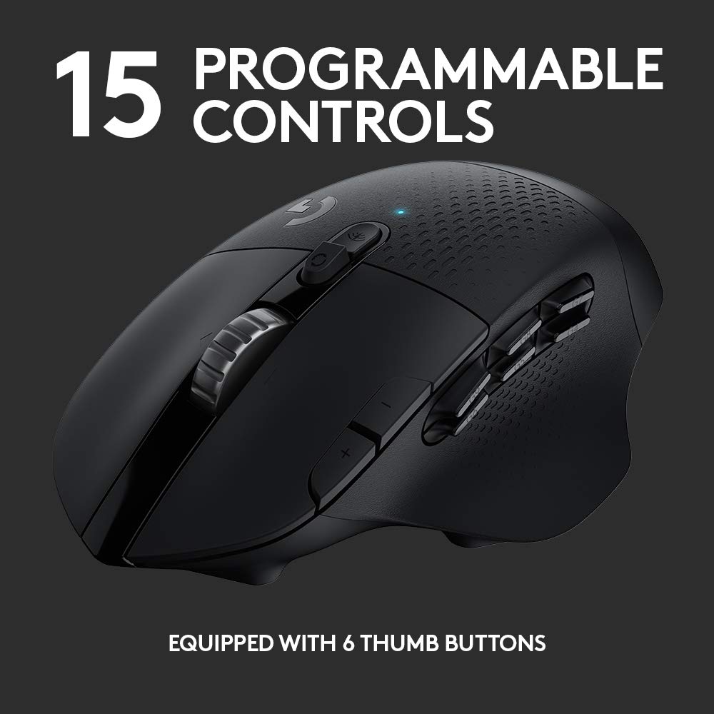 Logitech G604 Light Speed, Bluetooth Hero 25K DPI Sensor, 15 Programmable Controls, Up to 240-Hr Battery Life, Dual Wireless Gaming Mouse - 1