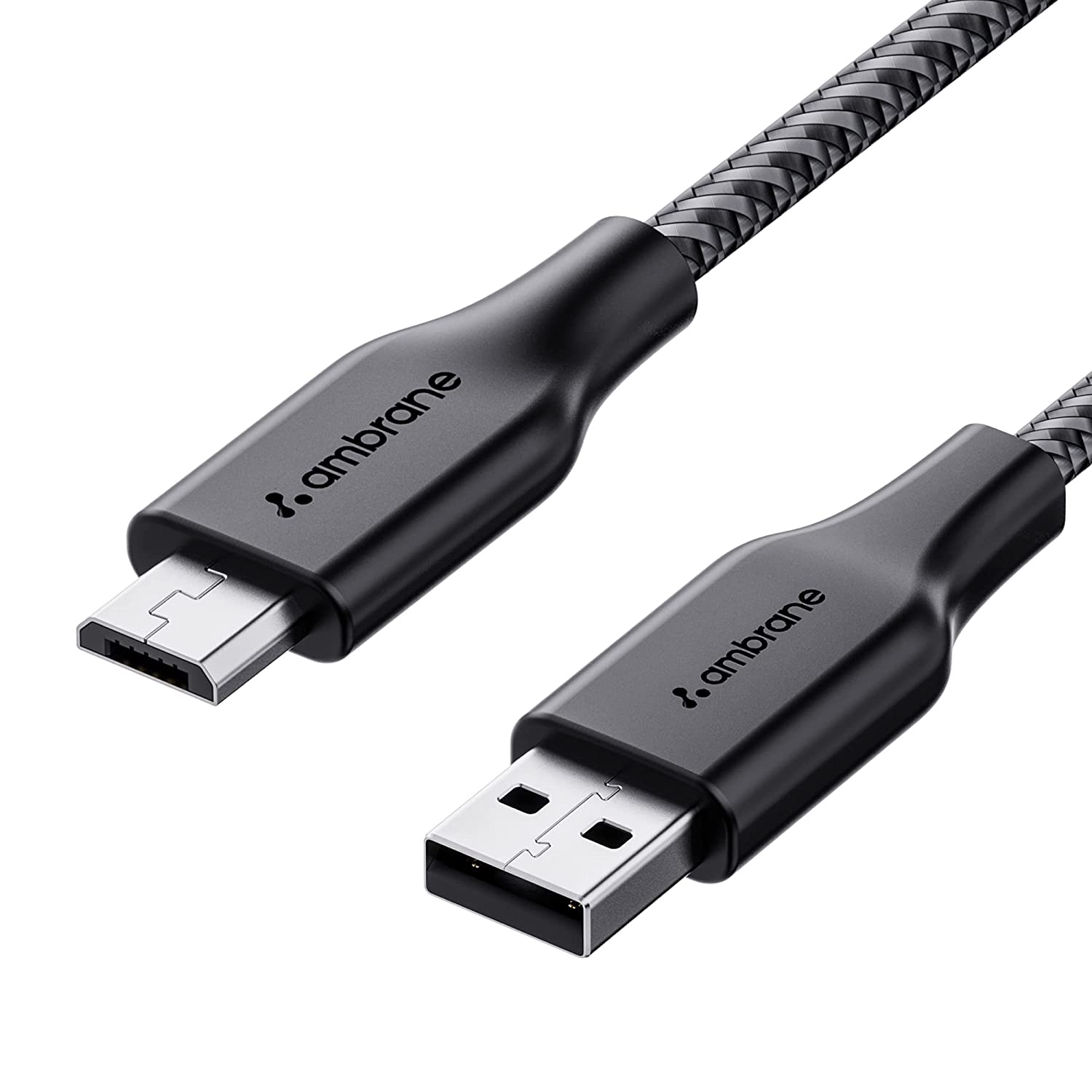 Ambrane Unbreakable 60W / 3A Fast Charging 1.25m Braided Micro USB Cable for Smartphones, Tablets, Laptops & Other Micro USB Devices, 480Mbps Data Sync Total - 0