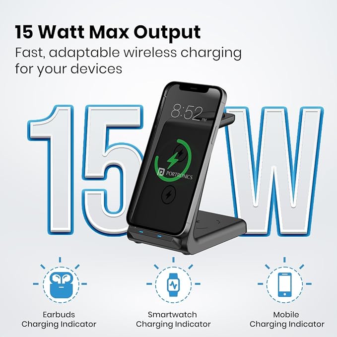 Portronics Freedom Trio 15w 3in1 Wireless Charger - 2