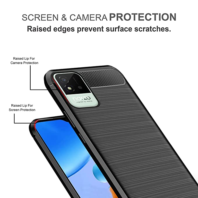 Amazon Brand - Solimo Mobile Case Rubber Pouch for Realme Narzo 50i (SOL-CARBON-RMN50I-BLK_Black) - 1
