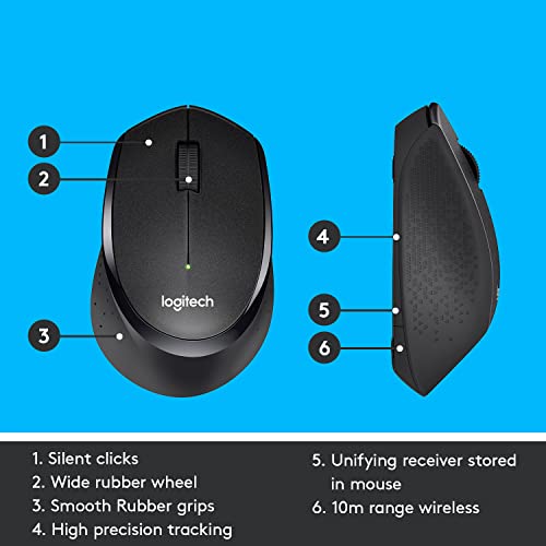 Logitech M331 Silent Plus Wireless Mouse, 2.4GHz with USB Nano Receiver, 1000 DPI Optical Tracking, 3 Buttons, 24 Month Life Battery, PC/Mac/Laptop - - 3