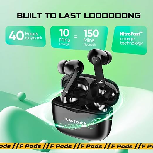 Fastrack Fpods FE100|BT5.4 TWS in Ear Earbuds, 40Hrs Playtime, 13mm Extra Deep Bass Drivers, Dual Mic ENC for Crystal Clear Calls - 1