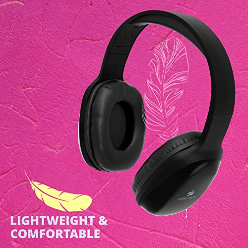Zebronics Zeb-Thunder PRO On-Ear Wireless Headphone with BTv5.0, Up to 21 Hours Playback, 40mm Drivers with Deep Bass, Wired Mode, USB-C Type Charging(Black) - 5