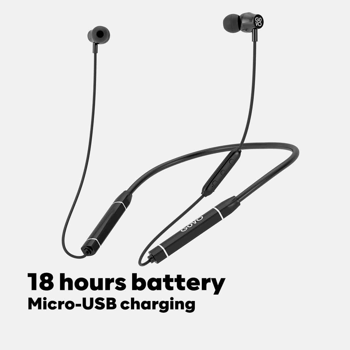 GOVO GOKIXX 620 Bluetooth Wireless Neckband in Ear Earphone - 20H Playtime, HD Mic, 10mm Drivers, Magnetic Earbuds, Lightweight & Comfortable (Platinu Total - 3