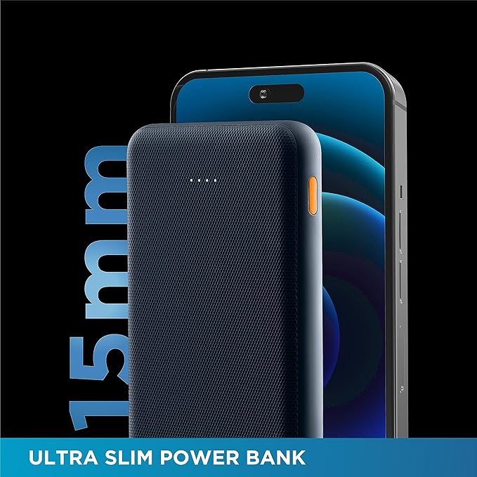 URBN Ultra Slim Power Bank 10000mAh Lithium Polymer with Dual Port & Type C - Purple | BIS Certified, 12W Output, 4-Layer Protection - 2