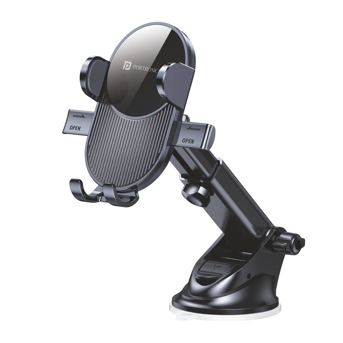 Portronics Clamp M3 Adjustable Car Mobile Phone Holder Stand for Dashboard & Windshield - 0
