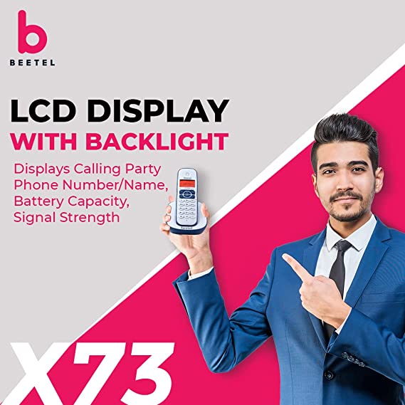 Beetel X73N Cordless 2.4Ghz Landline Phone with Caller ID Display, 2-Way Speaker Phone with Volume Controls, Auto Answer, Alarm Function, Stylish Desig - 3