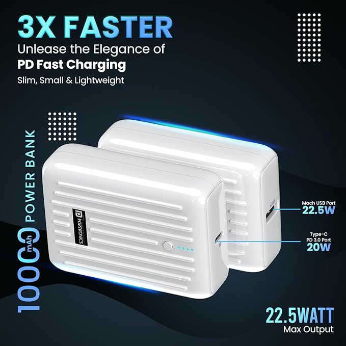 Portronics Zapcell 10k 10000mAh 22.5W Pocket Size Nano Powerbank with Compact - 1