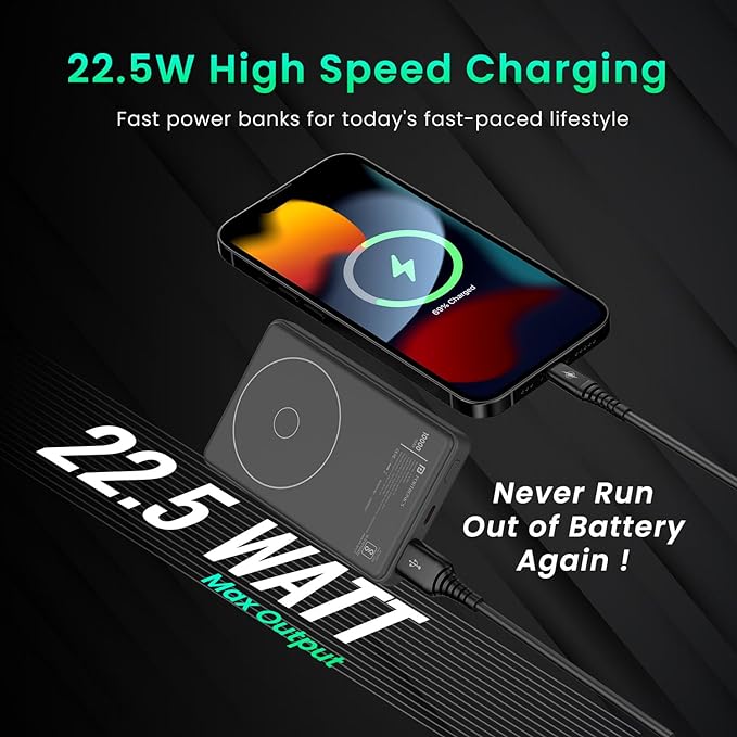 Portronics Luxcell Wireless Mini 10k 10000mAh 15W Magnetic Wireless Fast Charging Smallest Power Bank - 2