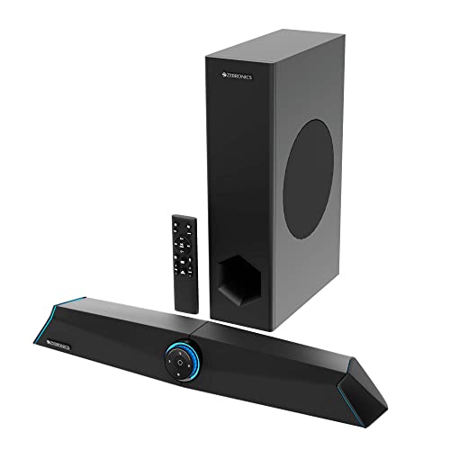 ZEBRONICS Zeb-Sonic BAR 100 Premium Gaming Soundbar with Subwoofer, Total 120W RMS, RGB LED, HDMI ARC, BT v5.0, AUX, Type C + Dual 3.5mm Audio Ports, - 0