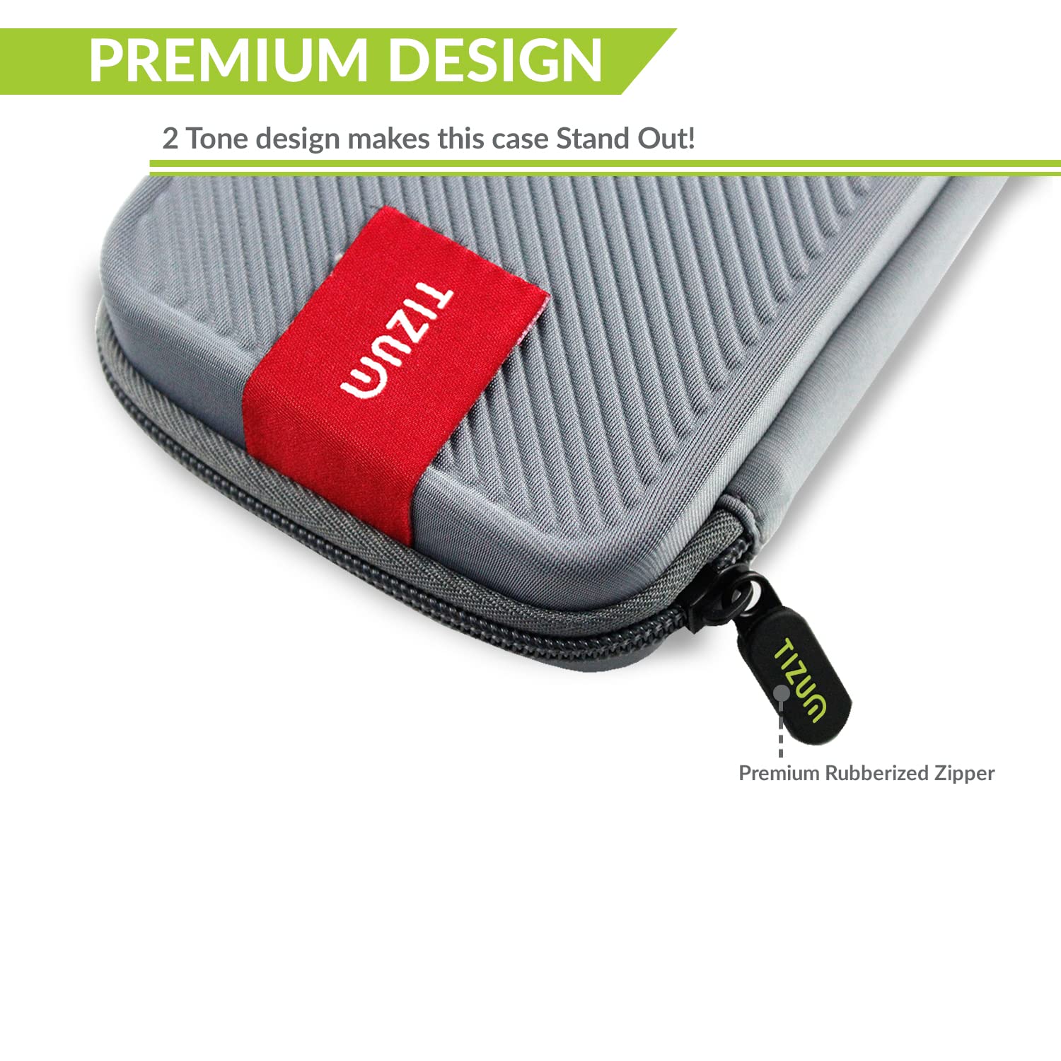 TIZUM External Hard Drive/Portable SSD Case Shell, 6.35cm/2.5" Double Padded Portable Storage Organizer Bag for Hard Disks, Earphones, Cables, Power Bank, Charger | Water Resistant Material (medium) - 2