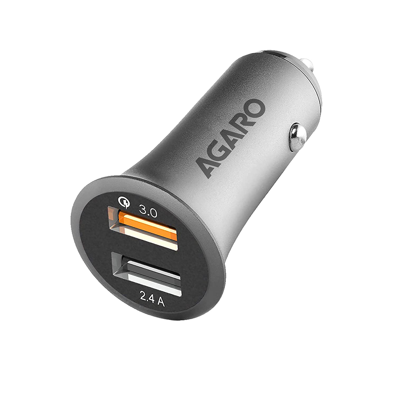 AGARO 5.4 A USB Dual Port Quick Car Charger (Qualcomm Certified) for All Smartphones & Tablets - Grey Total - 0