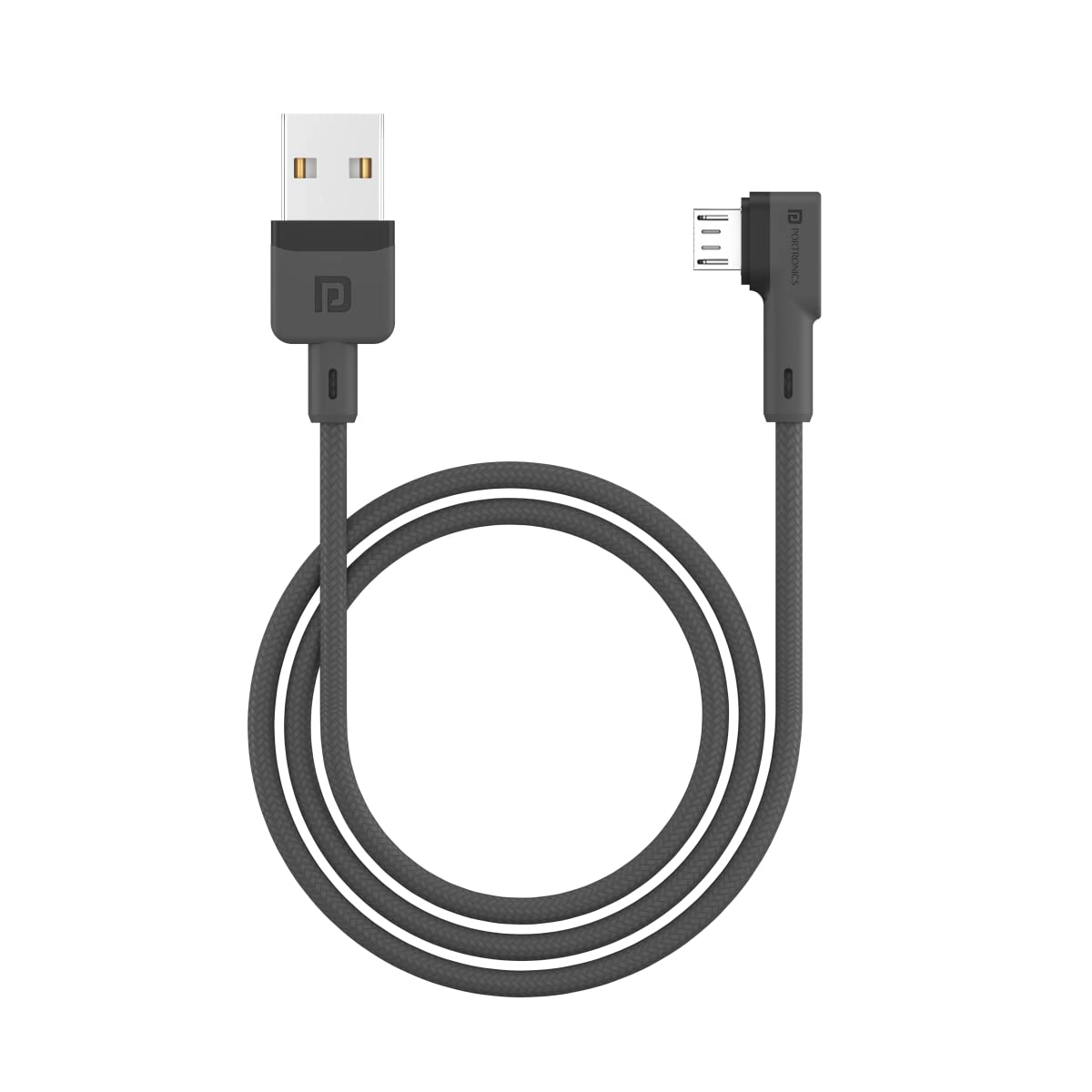 Portronics Konnect L 1.2Mtr, Fast Charging 3A Micro USB Cable with Charge & Sync Function (Grey) Total - 0