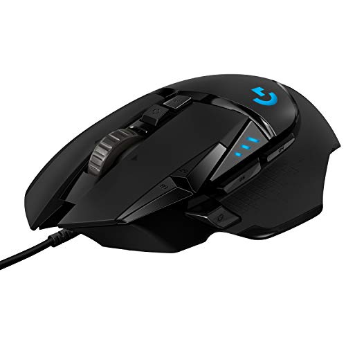 Logitech G502 Hero High Performance Wired Gaming Mouse, Hero 25K Sensor, 25,600 DPI, RGB, Adjustable Weights, 11 Programmable Buttons, On-Board Memory - 0