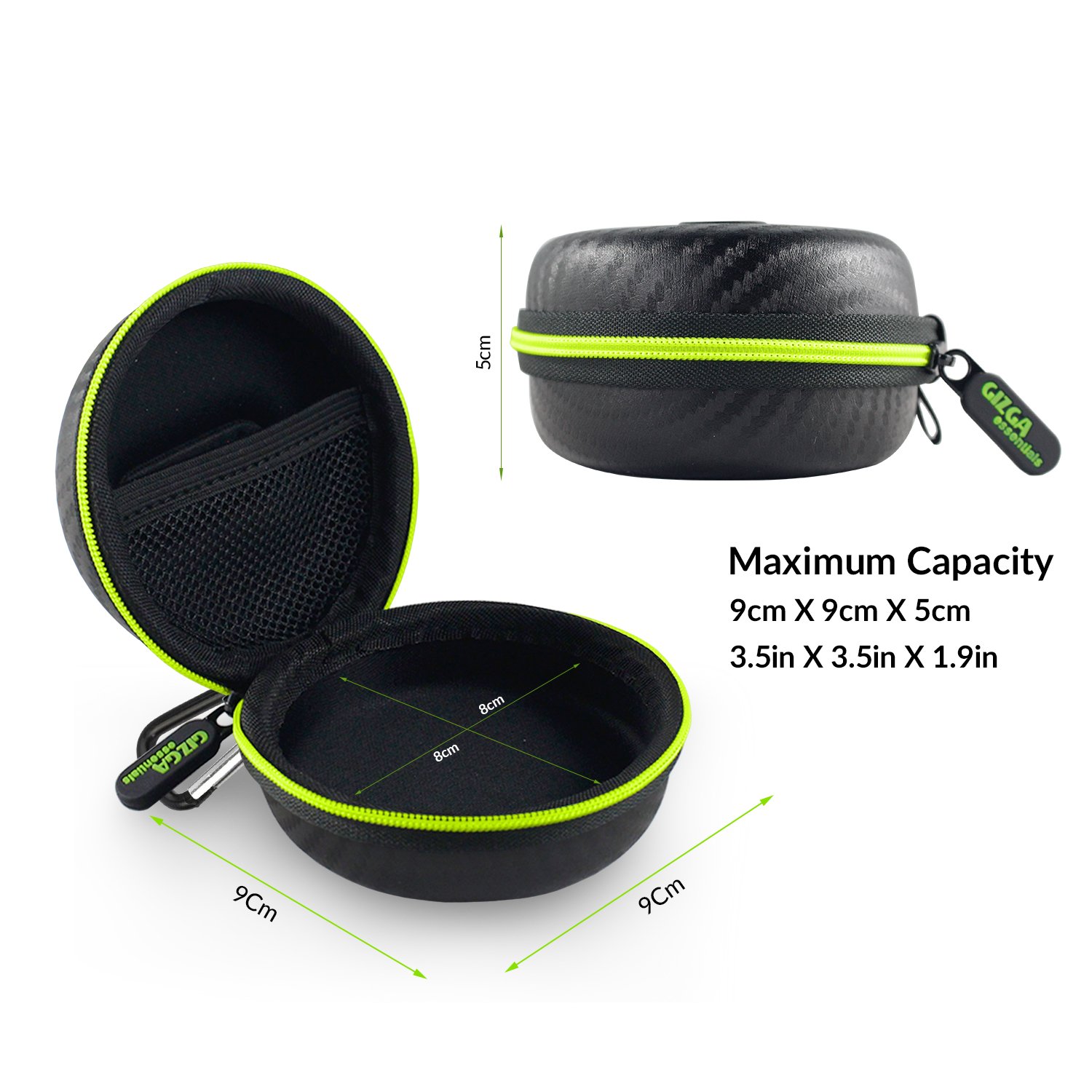 GIZGA essentials Shock-Proof Carbon Fibre, Soft Fabric, Mesh Pocket Carrying Case for Headphones, Multi-Purpose Pocket (small) - 1