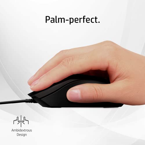 HP Wired Mouse 100 with 1600 DPI Optical Sensor, USB Plug-and -Play,ambidextrous Design, Built-in Scrolling and 3 Handy Buttons - 2