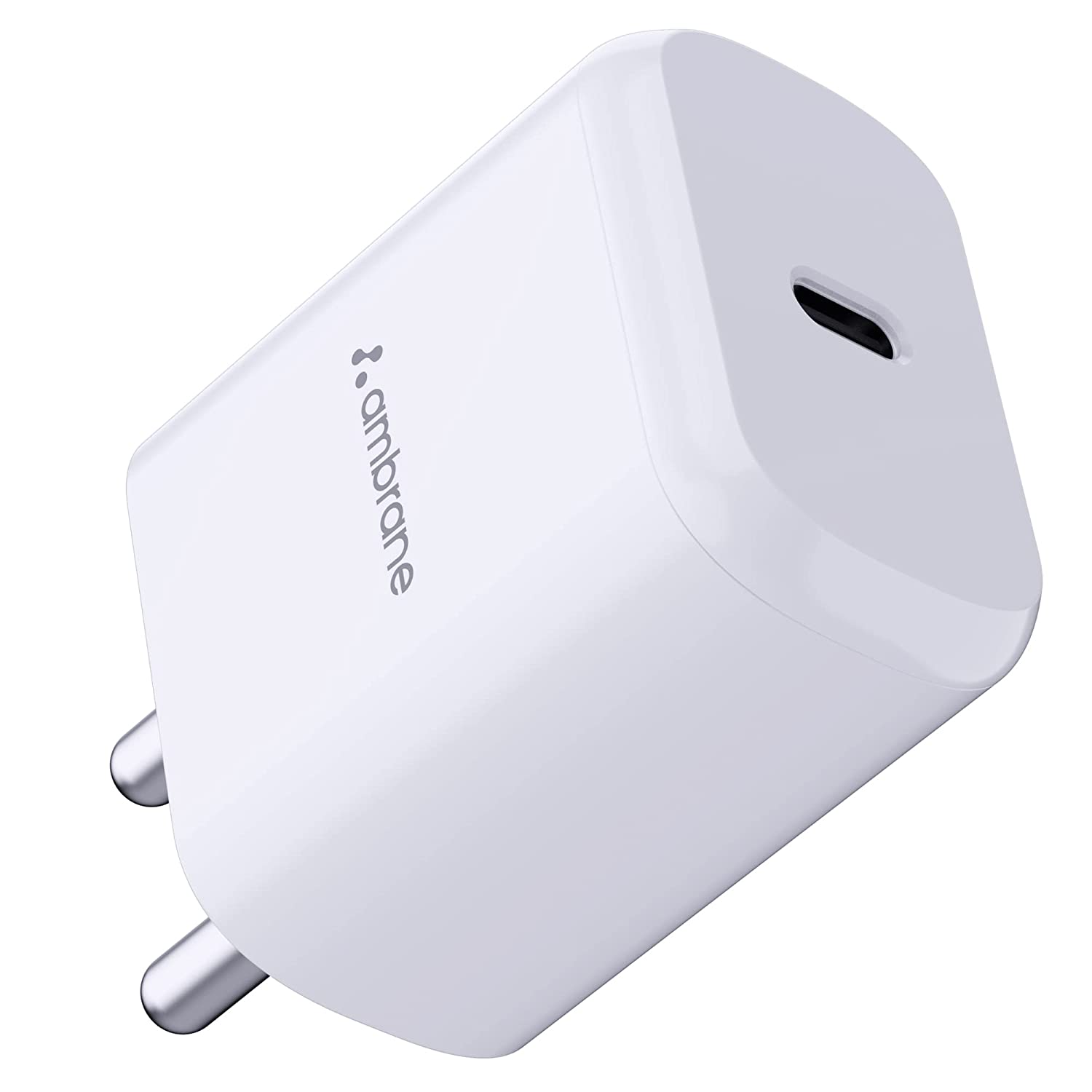 Ambrane 20W Type C Charger/Adapter, PD Technology Fast Charging for iPhone 8 or Above, Android & Other Type C Enabled Devices, Multi-Layers Protection Total - 0