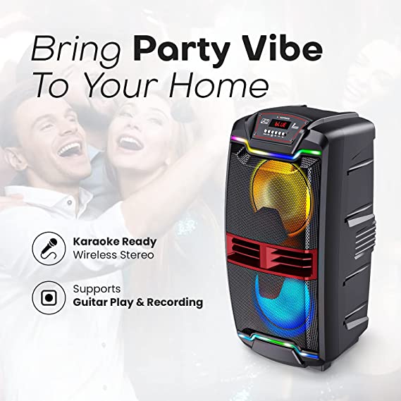 Lumiford GoFash TS001 50 watts Trolley Karaoke Bluetooth Party Speaker with Remote, Built-in Amplifier & Wireless Mic (Black) - 1