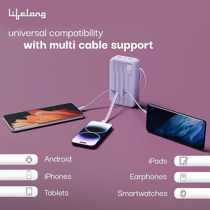 Lifelong ZenCharge 10000 mAh 22.5 W Compact Pocket Size Power Bank with 6 Input/Output Port - 1