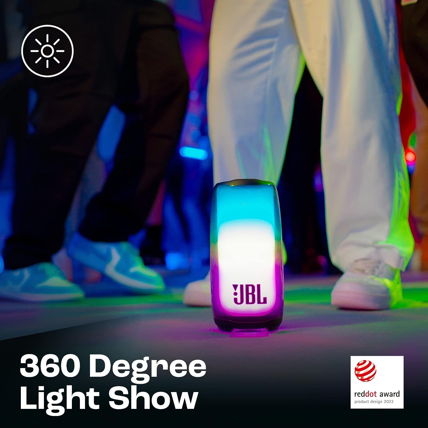 JBL Pulse 5, Wireless Portable Bluetooth Speaker, 40 Watt, Customized 360? Lightshow Portable App, Pro Sound, Deep Bass, 12 Hours Playtime, PartyBoost, IP67 Waterproof & Dustproof (Black) - 2