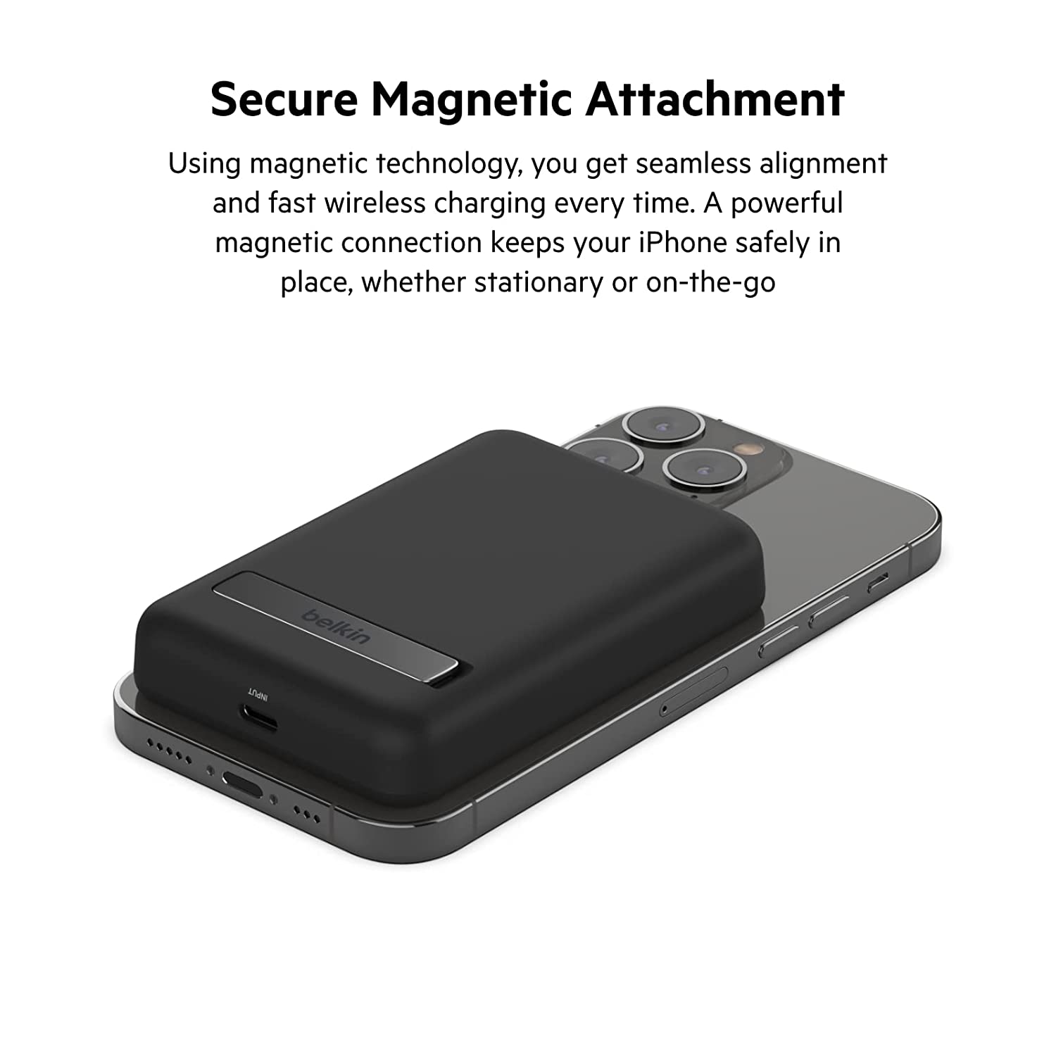 Belkin Quick Charge Magnetic Wireless Power Bank 5000mAh with Stand, Sleek Design for All iPhone 14, 13 and 12 Models, Compatible with MagSafe Covers Total - 2