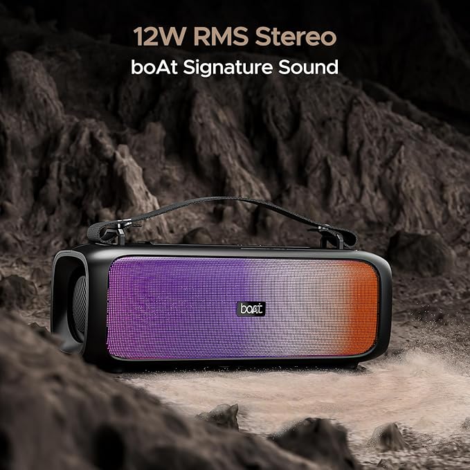 boAt Stone 580 Bluetooth Speaker with 12W RMS Stereo Sound, LED Lights, Up to 8 HRS Playtime IPX4 - 1