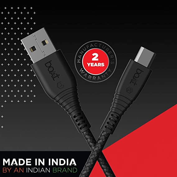 boAt Micro USB 55 Tangle-Free Cable with 3A Fast Charging & 480mbps Data Transmission(Black) - 3