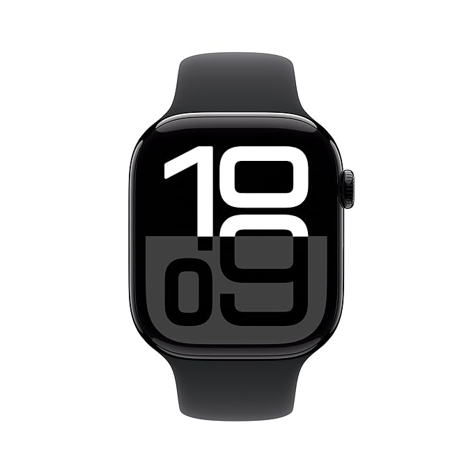 Apple Watch Series 10 [GPS 46 mm] Jet Black ECG App, Always-On Retina Display, Water Resistant - 1