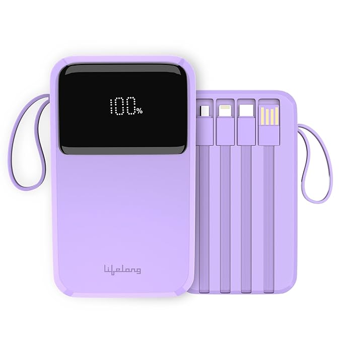 Lifelong ZenCharge 20000 mAh 22.5 W Compact Pocket Size Power Bank with 6 Input/Output Port (Purple, Lithium Polymer, Fast Charging - 0